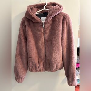 AVEC LES FILLES Faux fur Zip Up Jacket